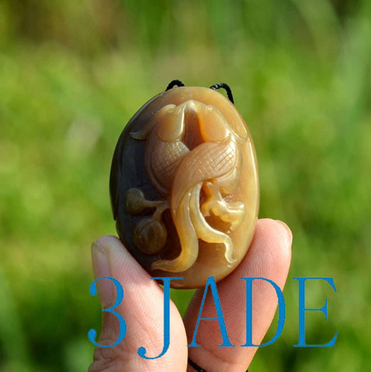 honey brown jade lovebirds necklace