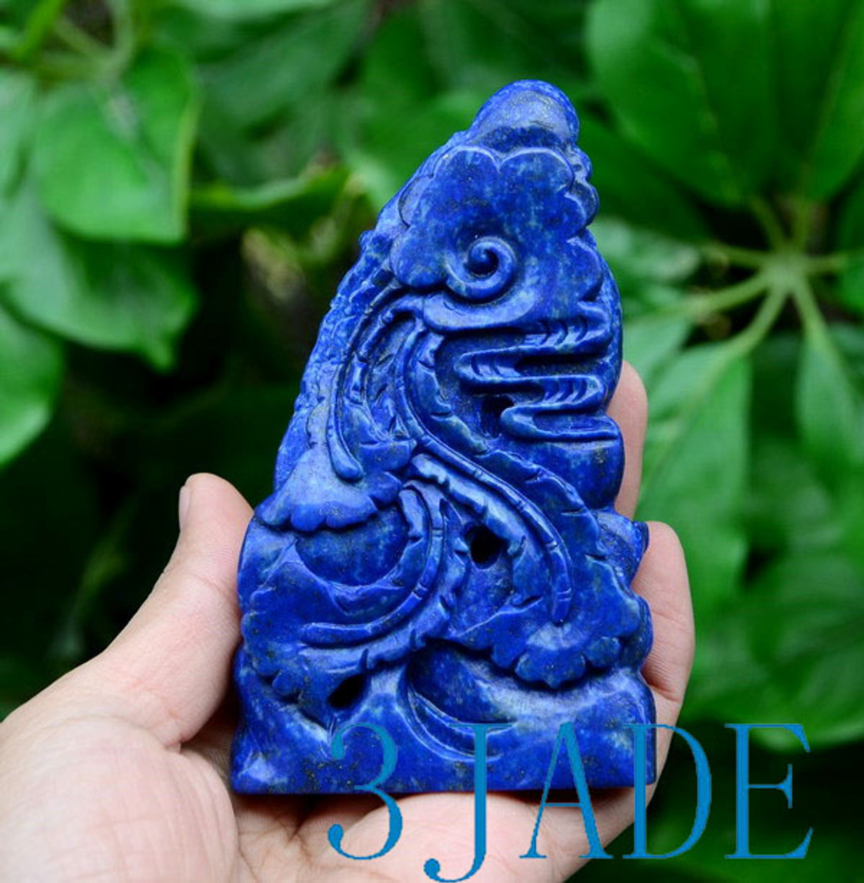 Hand Carved Natural Lapis Lazuli Phoenix Bird Statue Chinese Traditional Carving