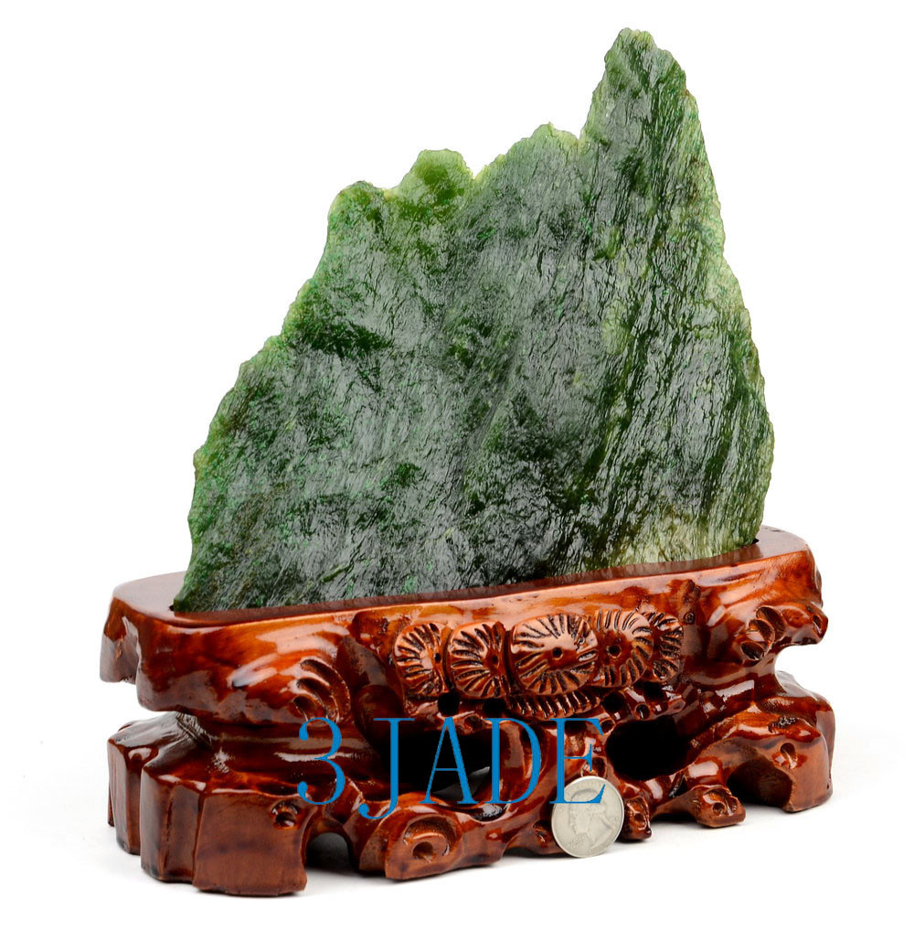 Suiseki Natural Mountain Shape Rough Polar Jade Rock Viewing Stone