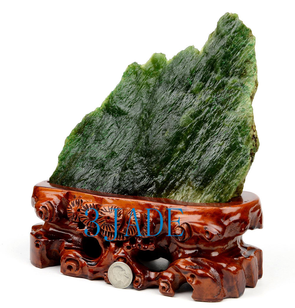 Suiseki Natural Mountain Shape Rough Polar Jade Rock Viewing Stone