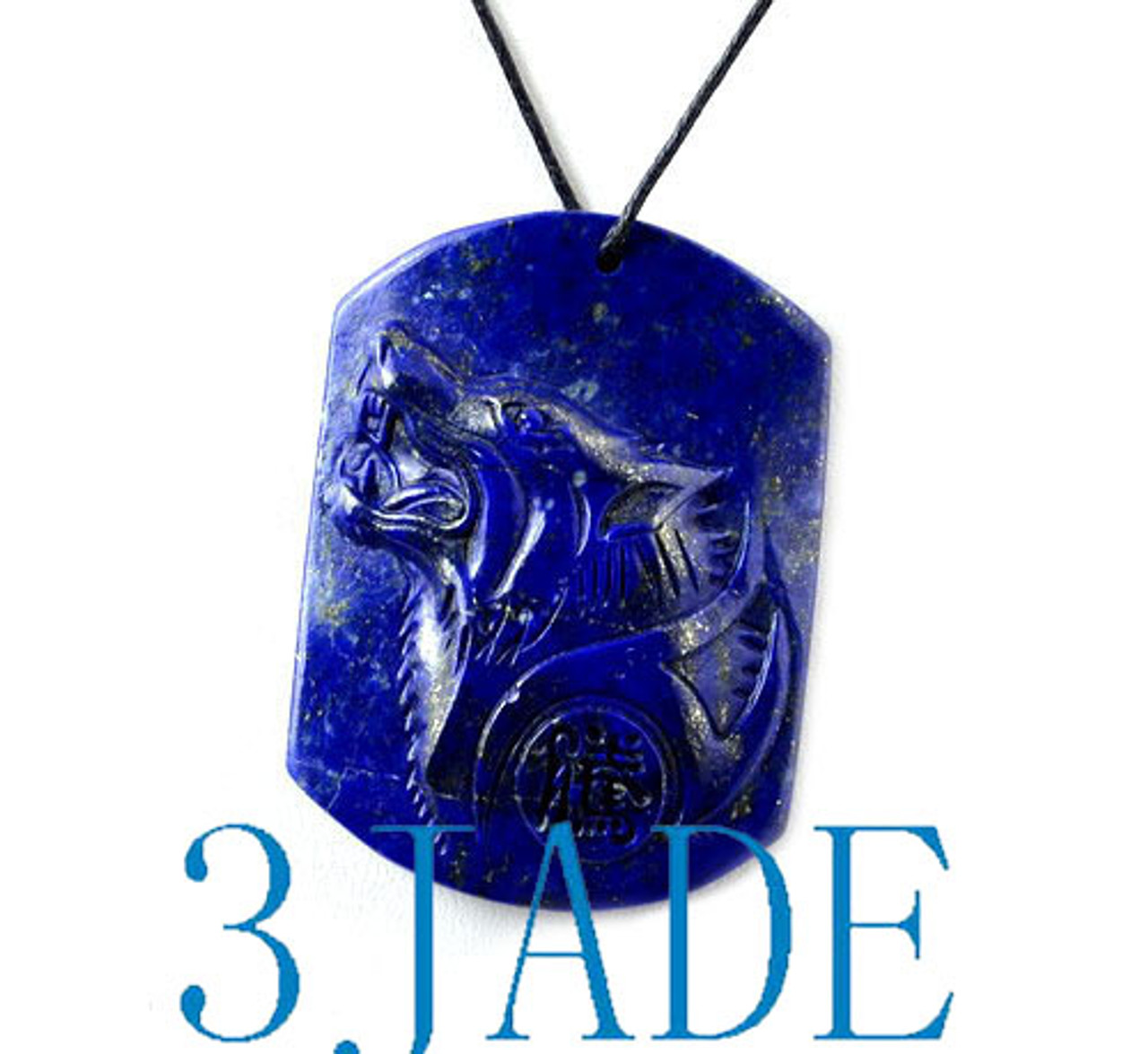 Natural Lapis Lazuli Wolf Head Pendant Necklace Gemstone Carving