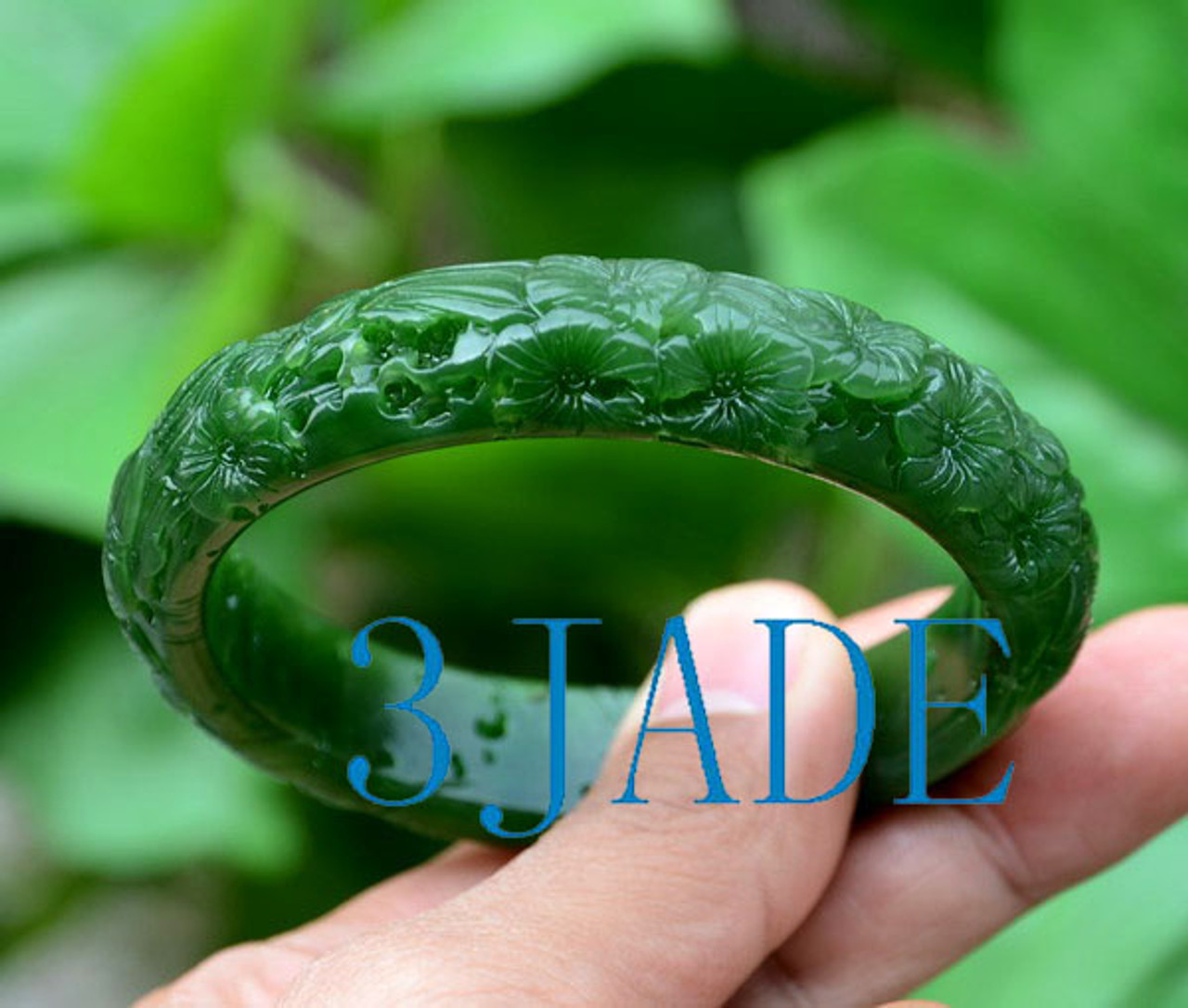 Chinese Carved Green Jade Bracelet  Ruby Lane