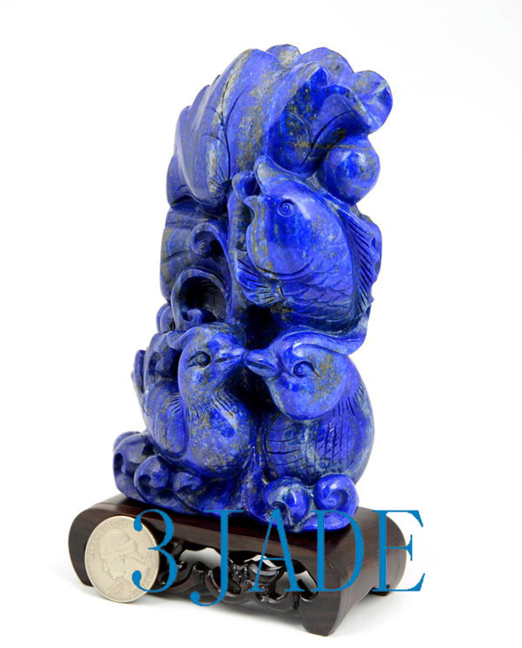 Lapis Lazuli Koi Fish Mandarin Sculpture