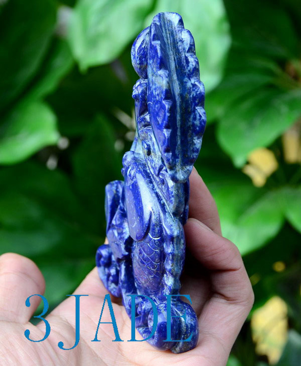 Natural Lapis Lazuli Koi Fish Statue / Mini Sculpture