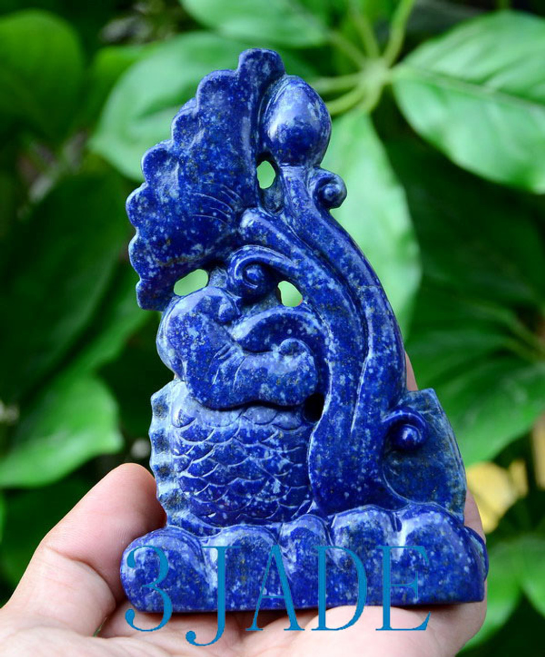 Natural Lapis Lazuli Koi Fish Statue / Mini Sculpture