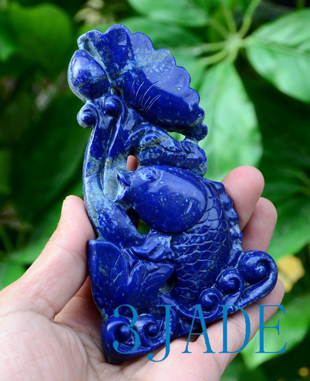 Natural Lapis Lazuli Koi Fish Statue / Mini Sculpture