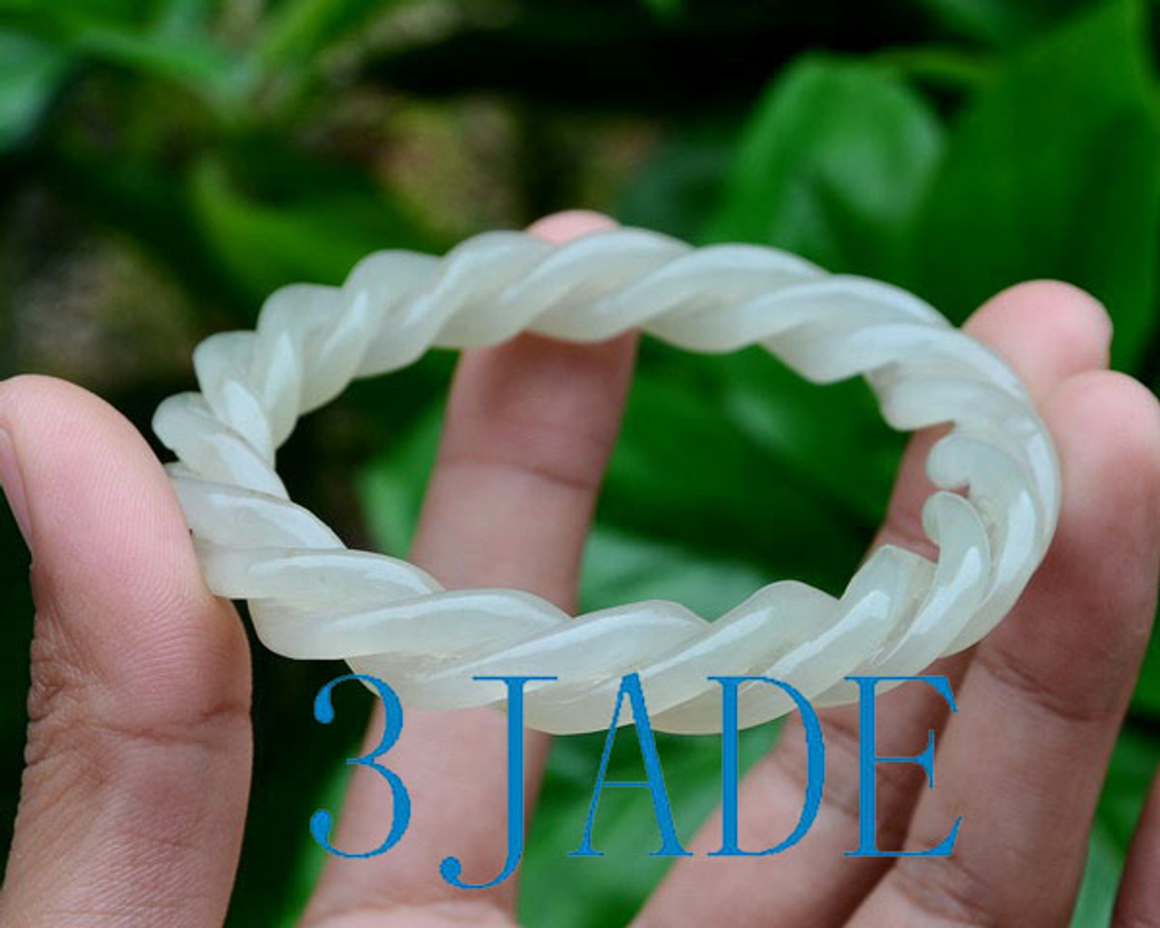 62.5mm Hand Carved Nephrite Jade Twisted Ropes Shape Bangle / Bracelet