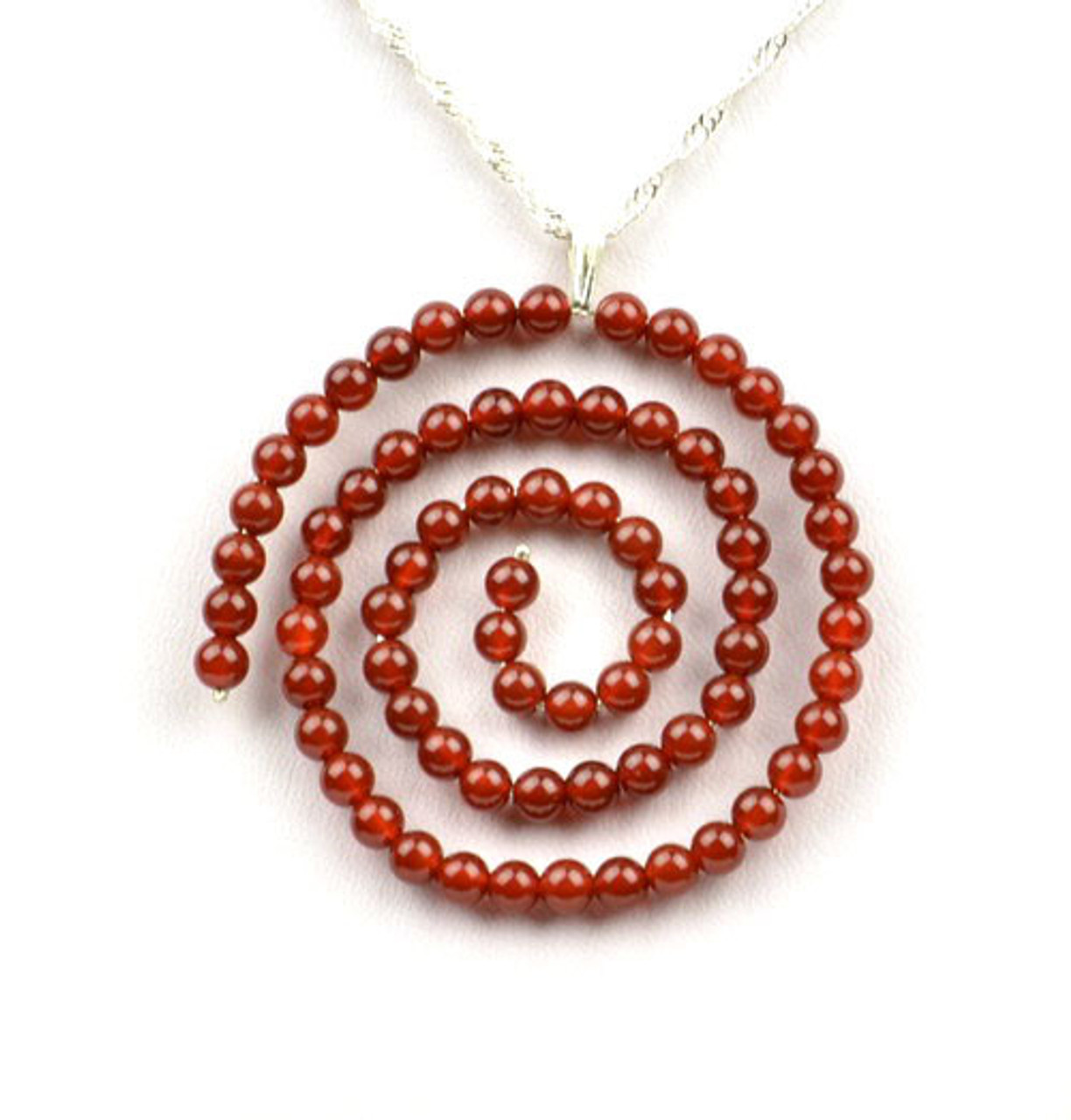 Red Agate / Carnelian Beaded Spiral Pendant