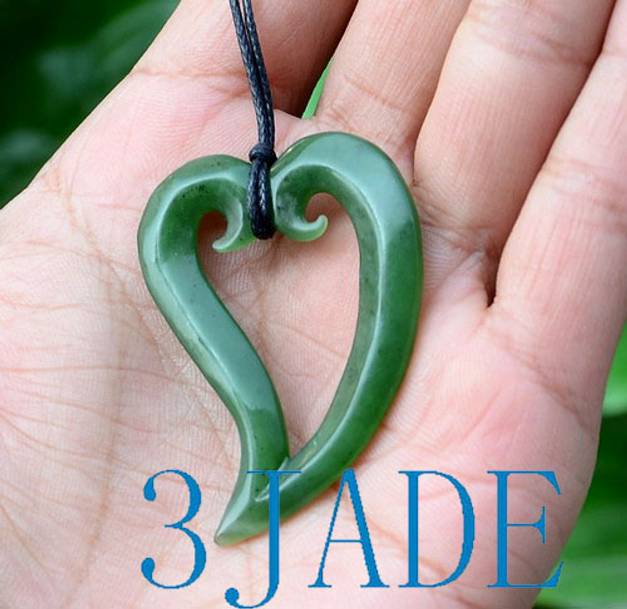 Jade Maori Koru Heart Pendant 