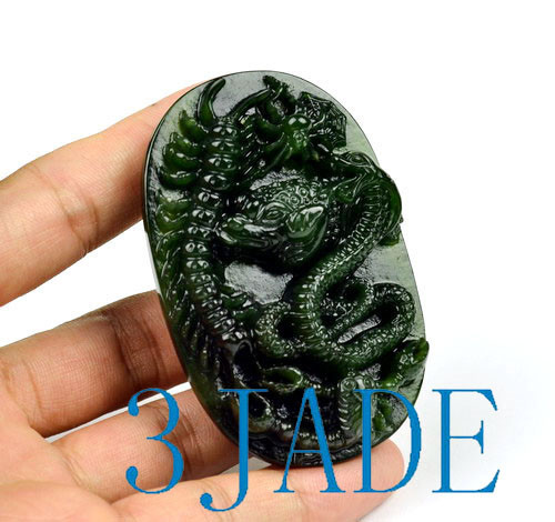 Green Nephrite Jade Belt Buckle w/ Carved Five Poisonous Creatures
