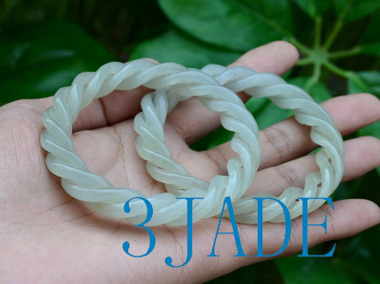 58mm-60mm Nephrite Jade Twisted Rope Shape Bangle Bracelet w/ certificate