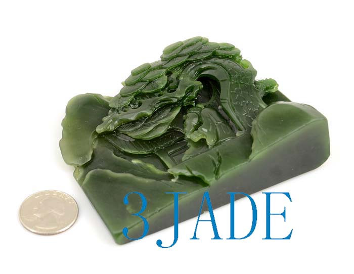 Green Nephrite Jade Oriental Mountain Scenery Mini Sculpture