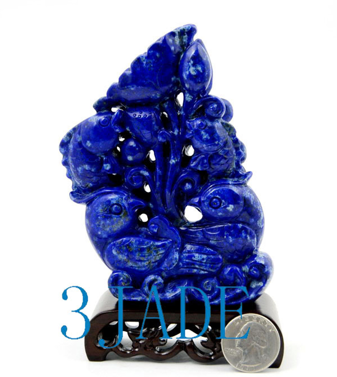 Lapis Lazuli Lovebirds & Koi Fish Mini Sculpture