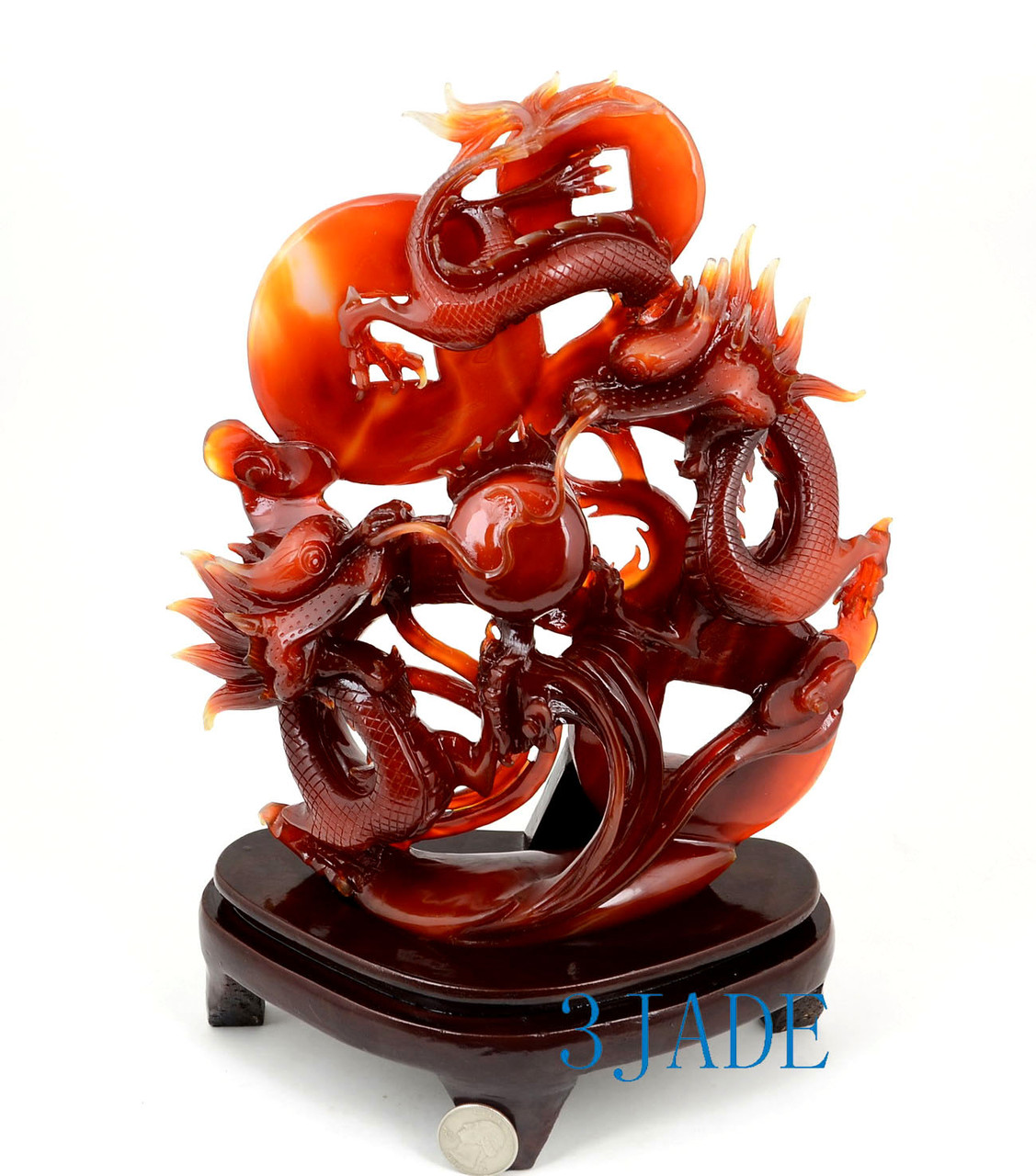 Carnelian / Red Agate Playing Dragons Playing with Fire Ball