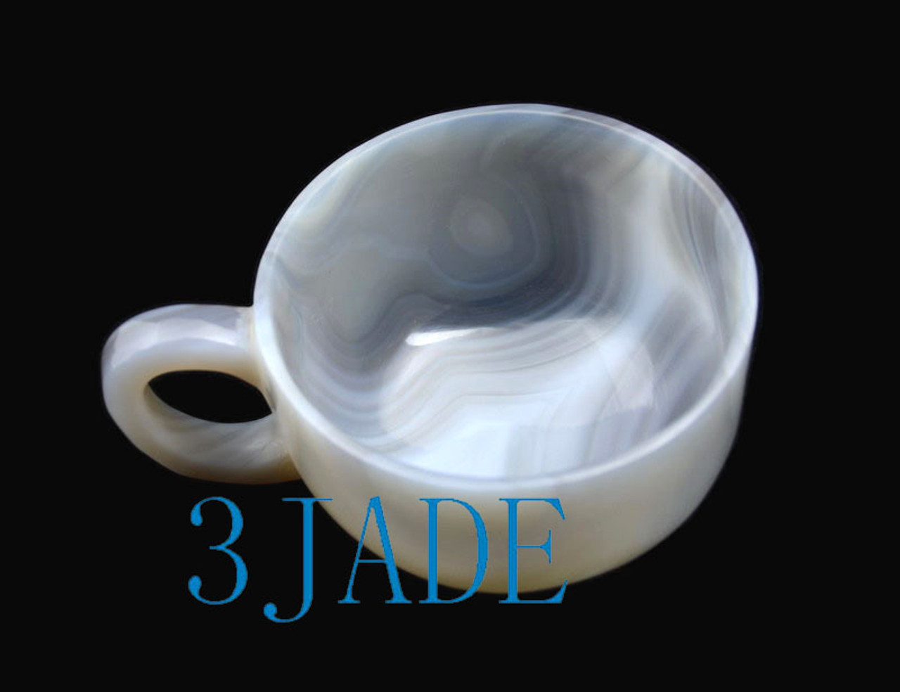 5" Hand Carved Natural Stripe Agate Coffee Mug / Tea Cup with Lid