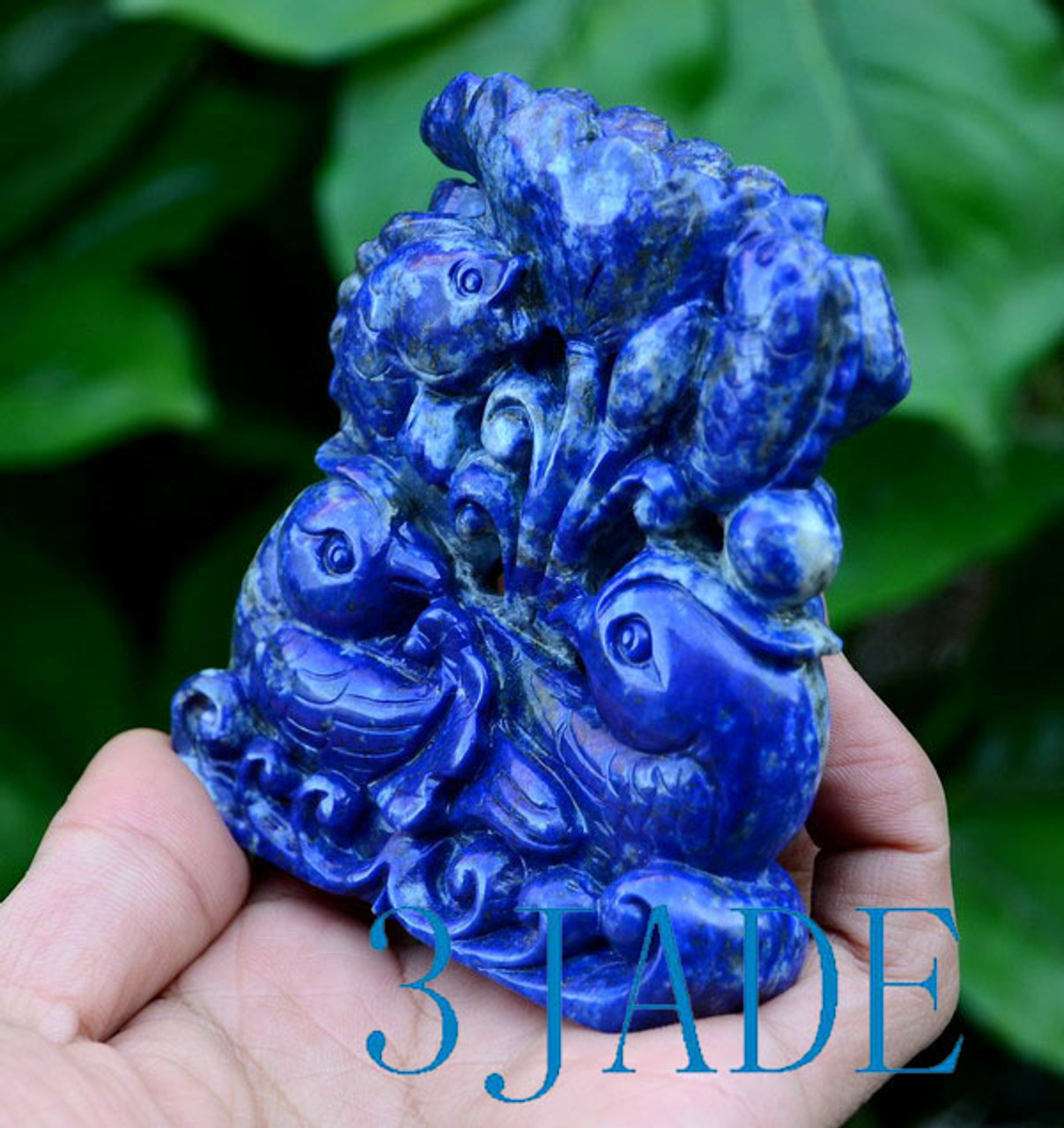 Lapis Lazuli Mandarin Ducks Feng Shui Carving