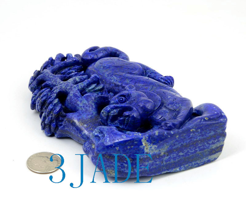 Natural Lapis Lazuli Downhill Tiger Statue Hand Carved Gemstone
