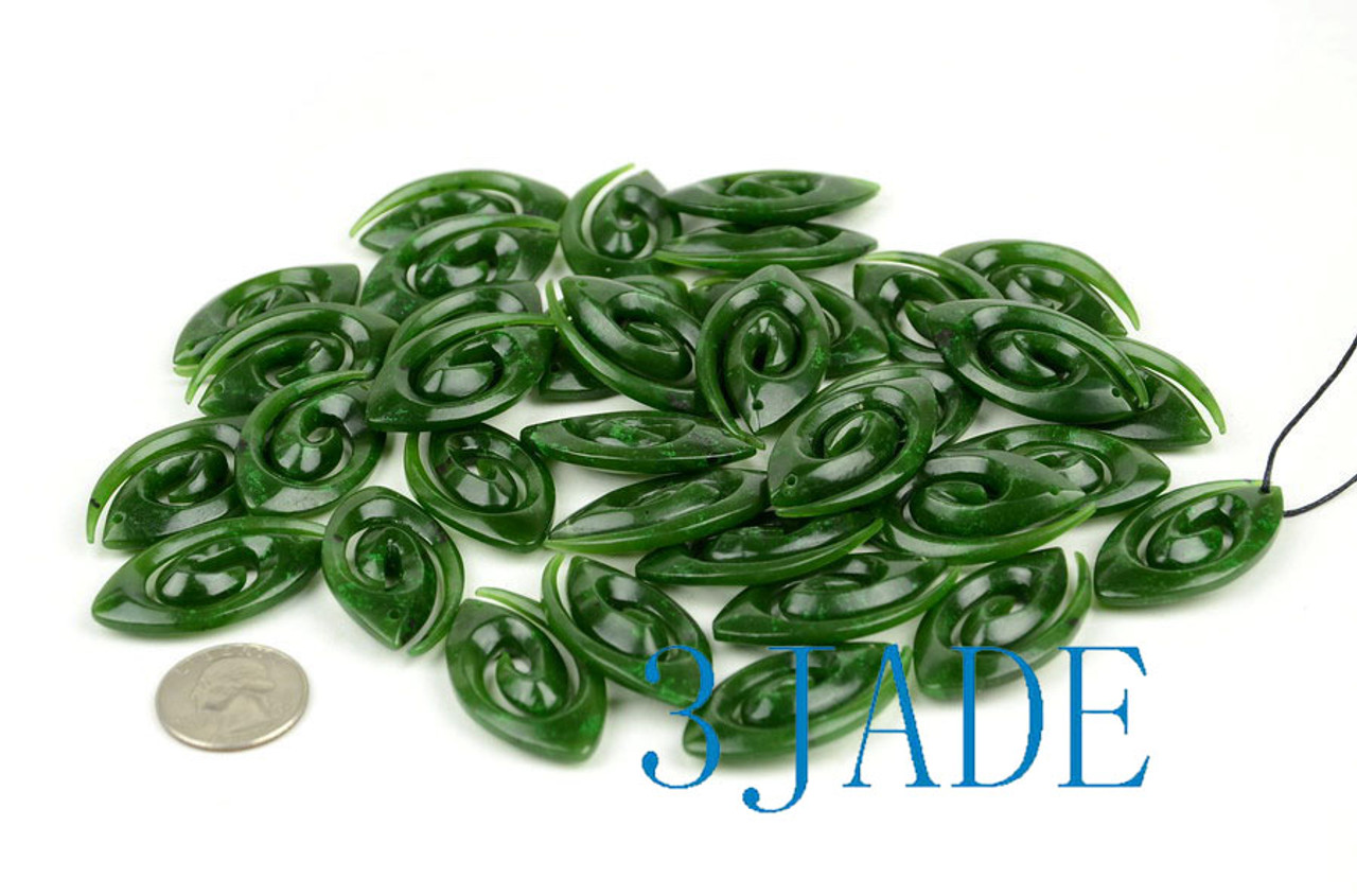 Green Nephrite Jade Koru Pendant Necklace Maori Design Greenstone Jewelry -  3JADE wholesale of jade carvings, jewelry, collectables, prayer beads