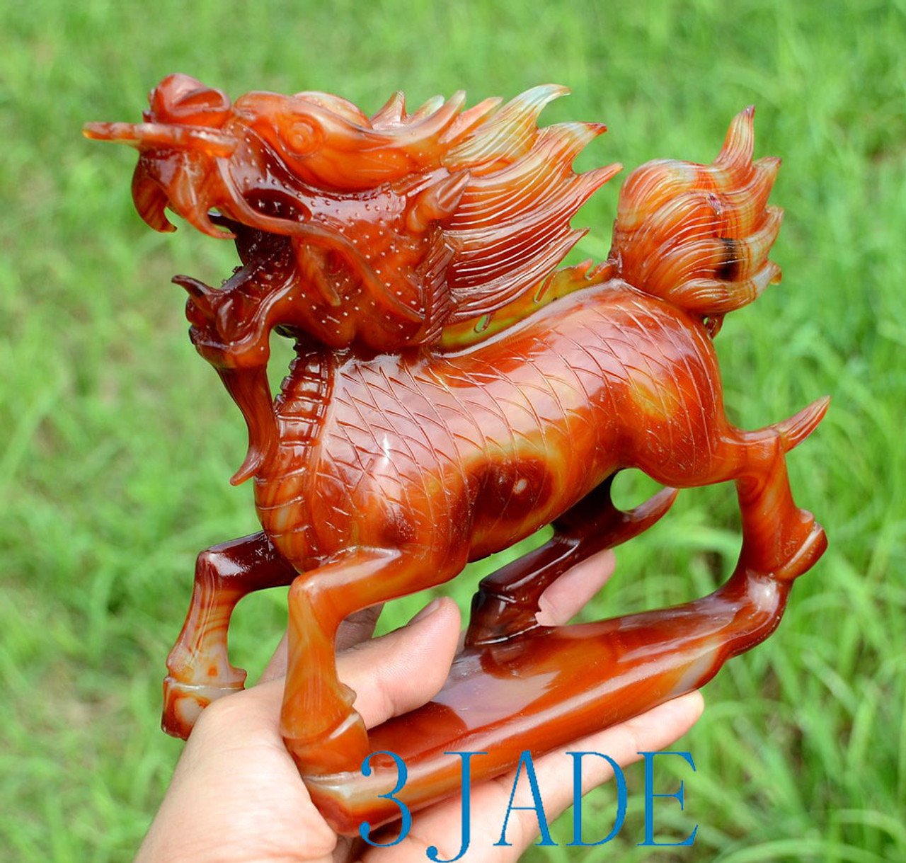 Red Agate Qilin Sculpture