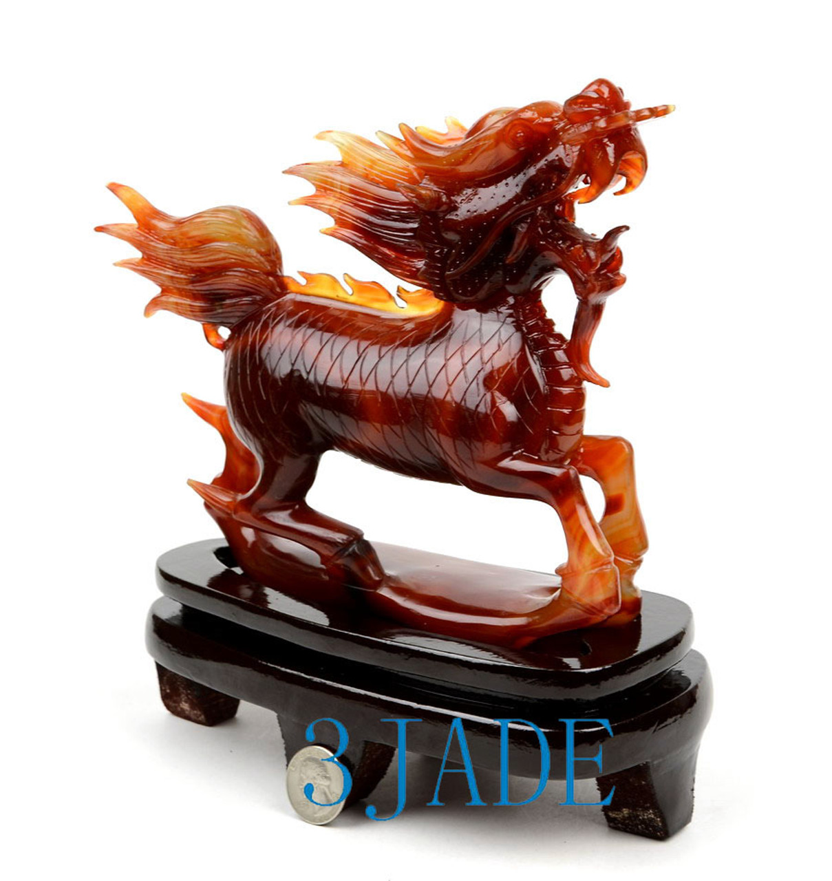 8" Carnelian / Red Agate Qilin/Kirin Sculpture Feng Shui Statue Carving