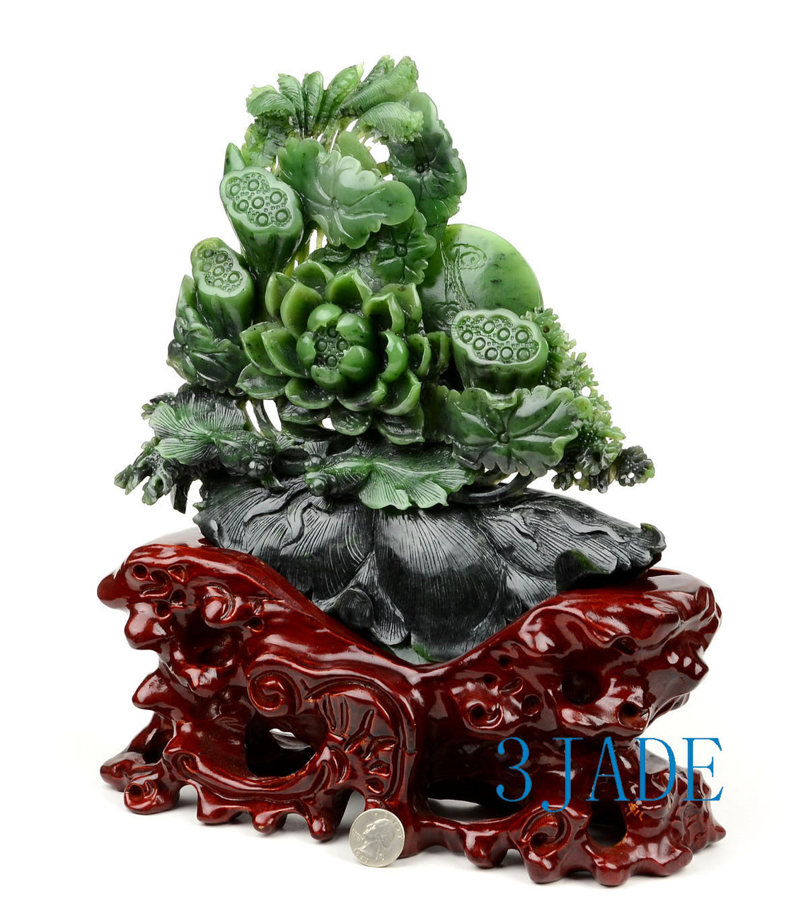 Green Jade Flower Sculpture
