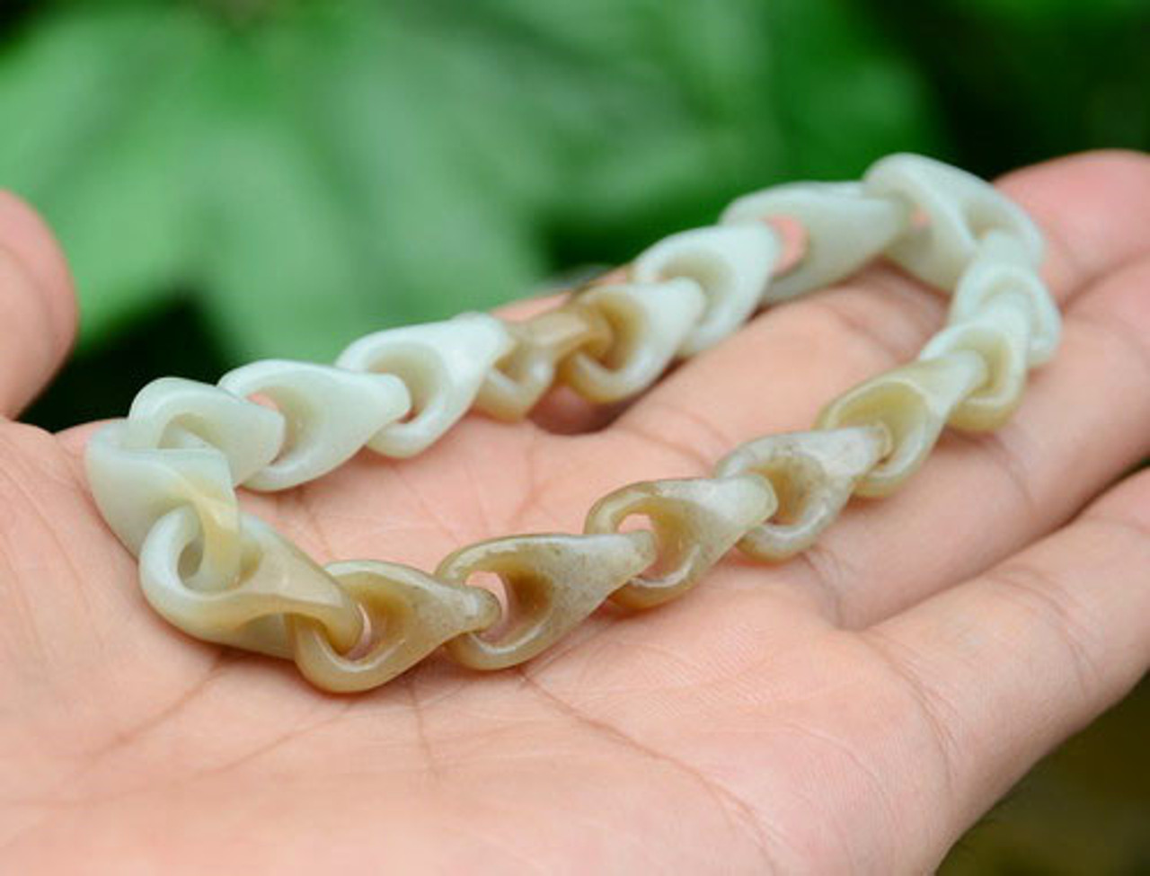 Hand Carved Jade Chain Bracelet