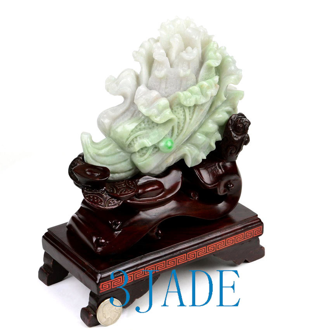 A Grade Jadeite Jade Cabbage Statue Chinese Feng Shui BaiCai Bok Choy