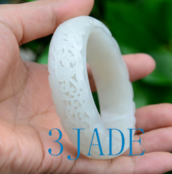 Carved Hetian Jade Bangle