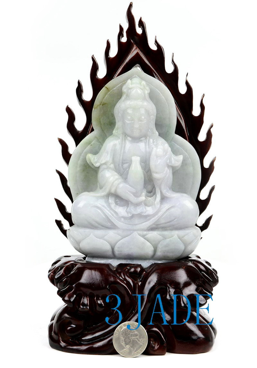 A Grade Jadeite Jade Kwan Yin Statue
