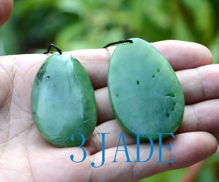 SALE 最終価格貴重！未使用14Ｋグリーンジェイド 花彫刻 ペンダントトップ Hand Carved Natural Green Nephrite Jade Peony Flower Pendant