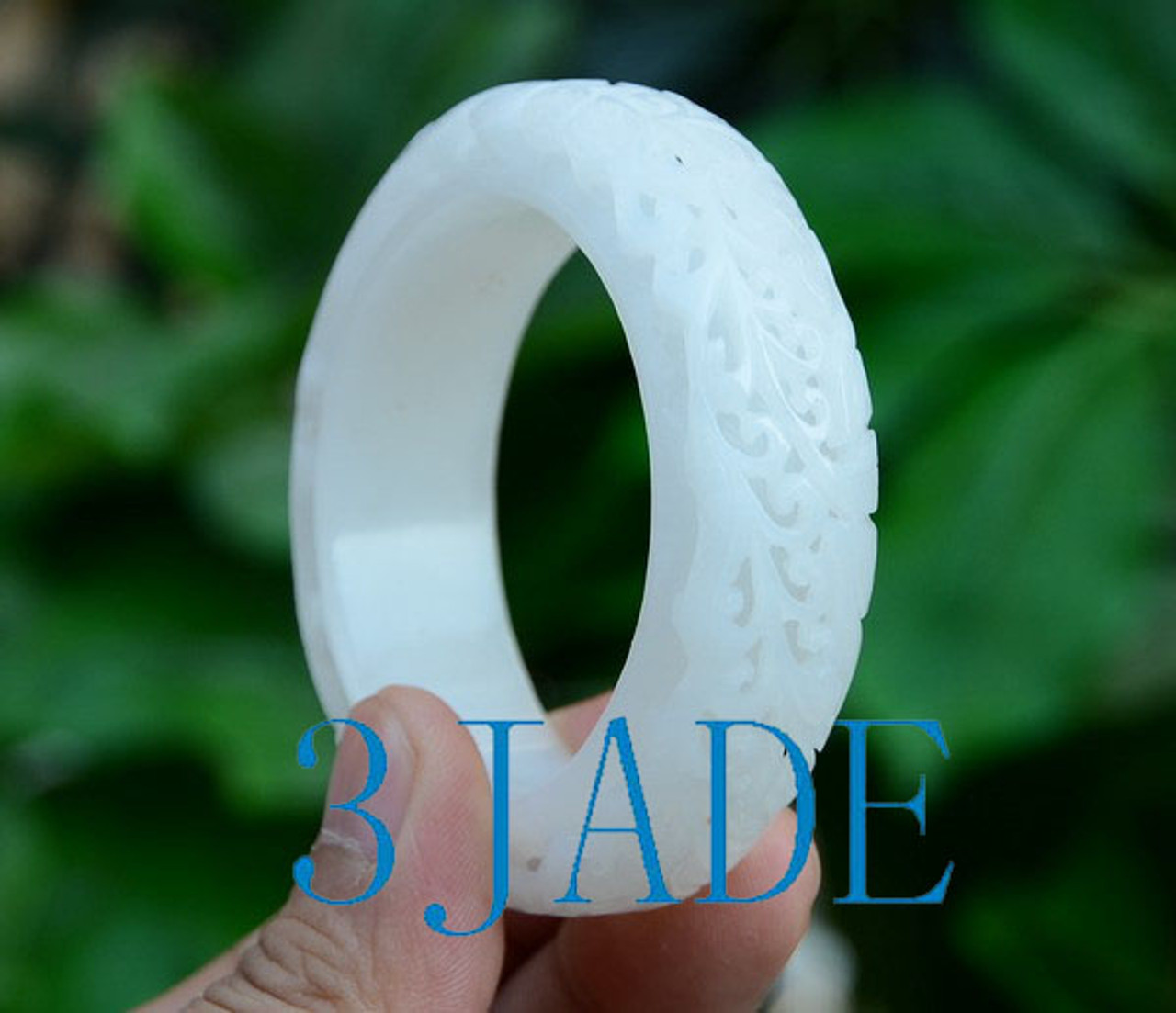 50mm carved flower jade bangle