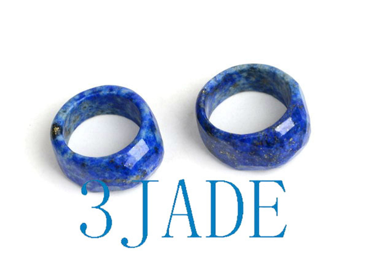 Faceted Natural Lapis Lazuli Saddle Ring, US size 6.5, size 8