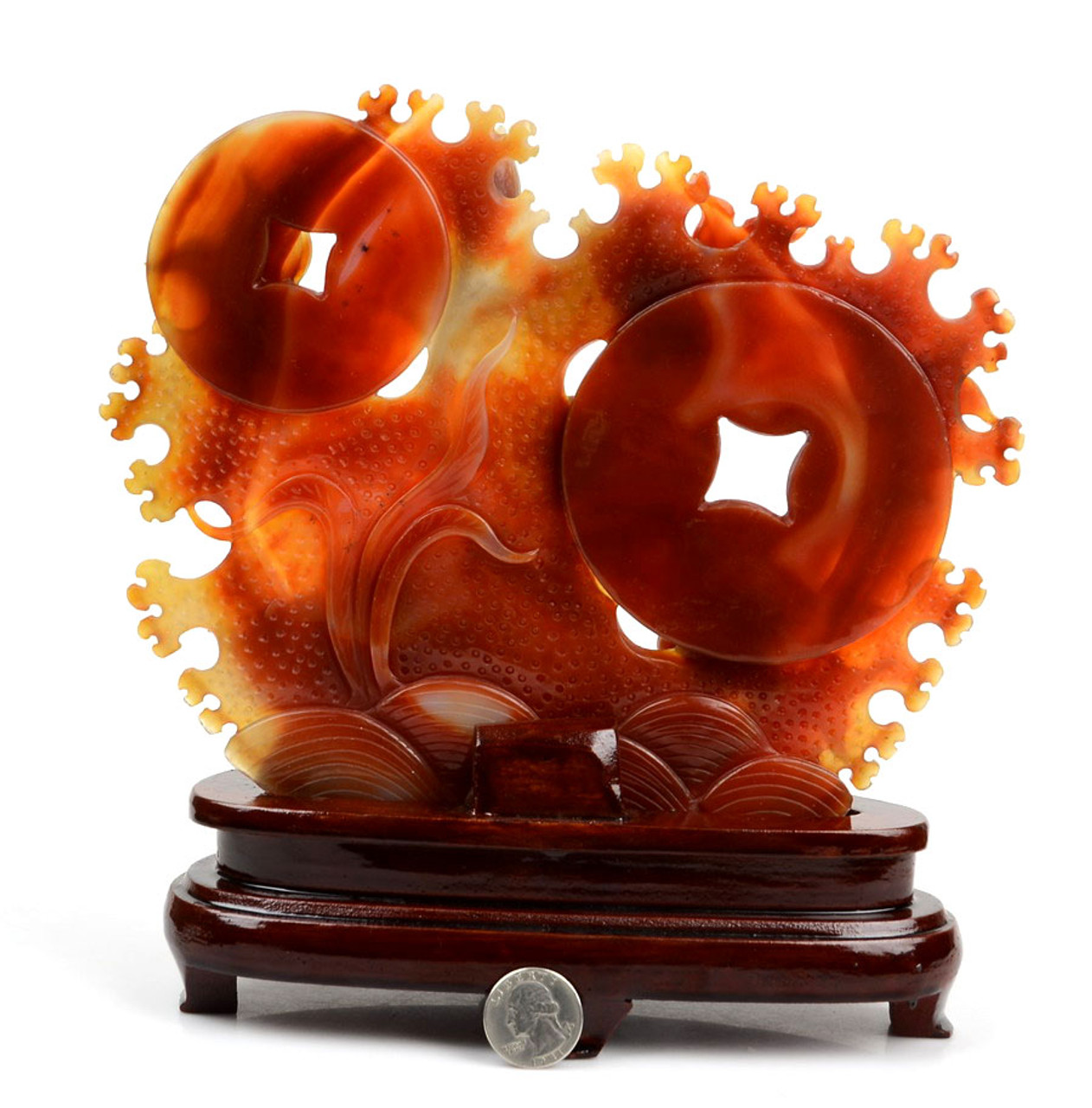 red agate gold fish sculpture