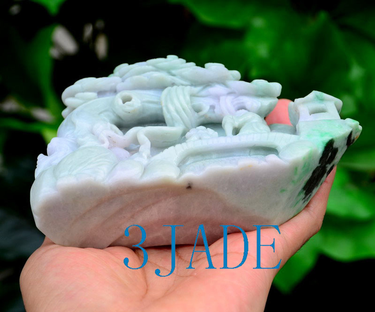 A Grade Jadeite Jade Carving Village Scenery Sculpture w/ certificate