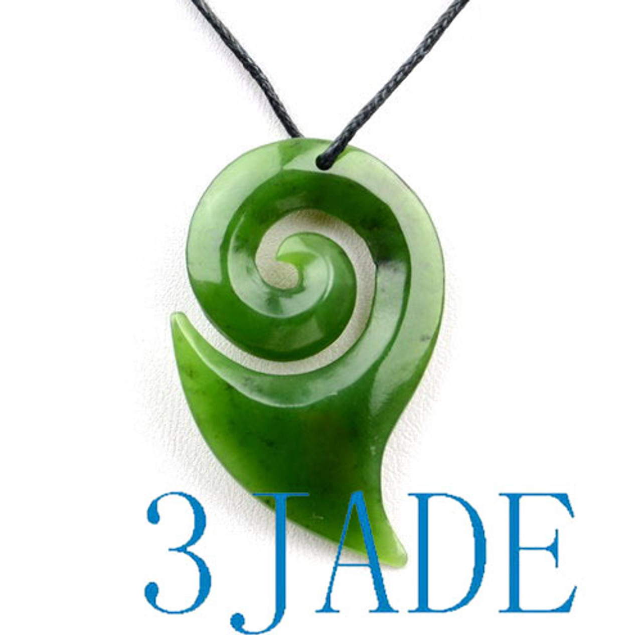 Green Jade Koru Drop Pendant Necklace