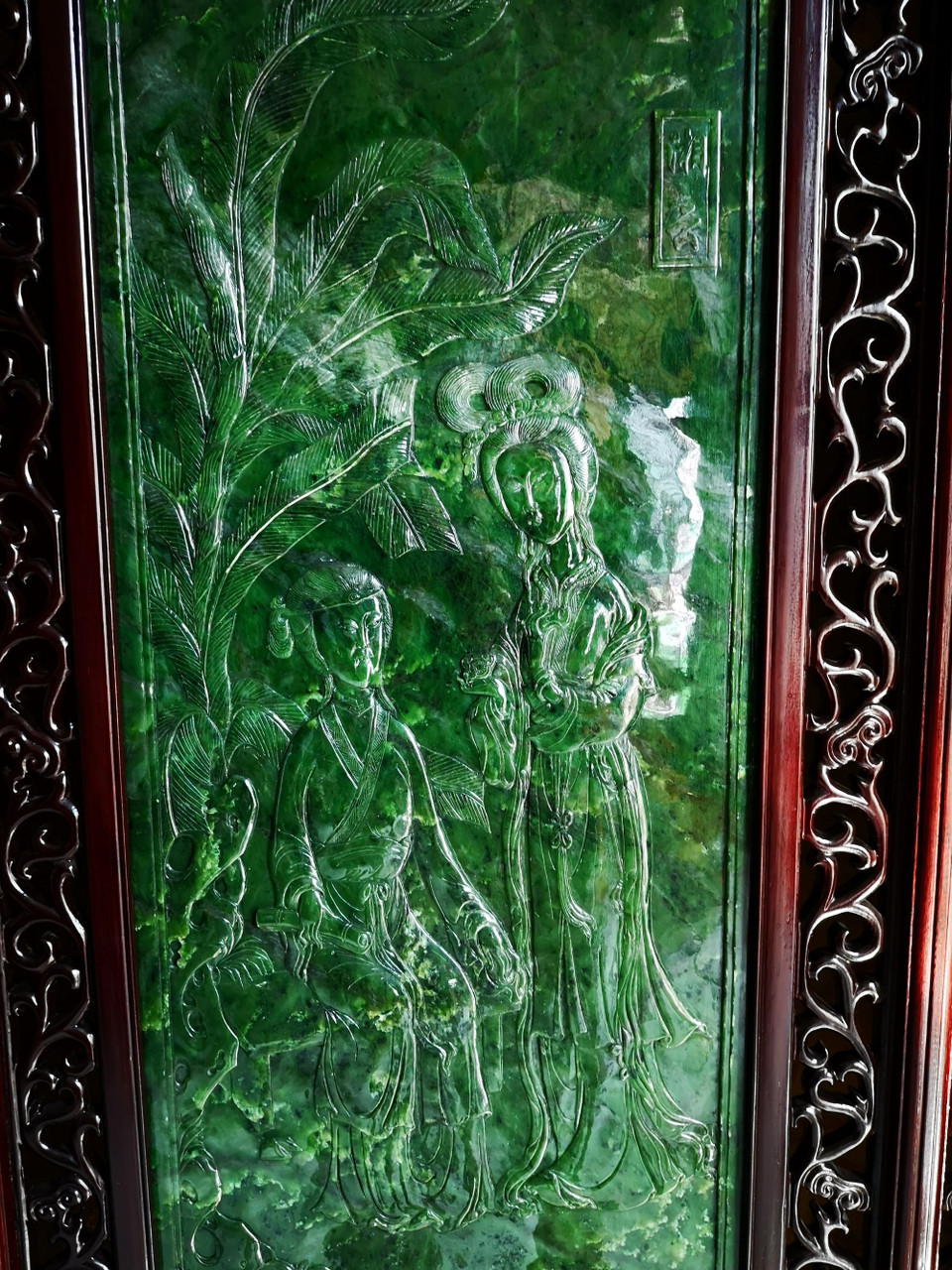 3.76m*2.66m Green Nephrite Jade Chinese Screen Set: Twelve