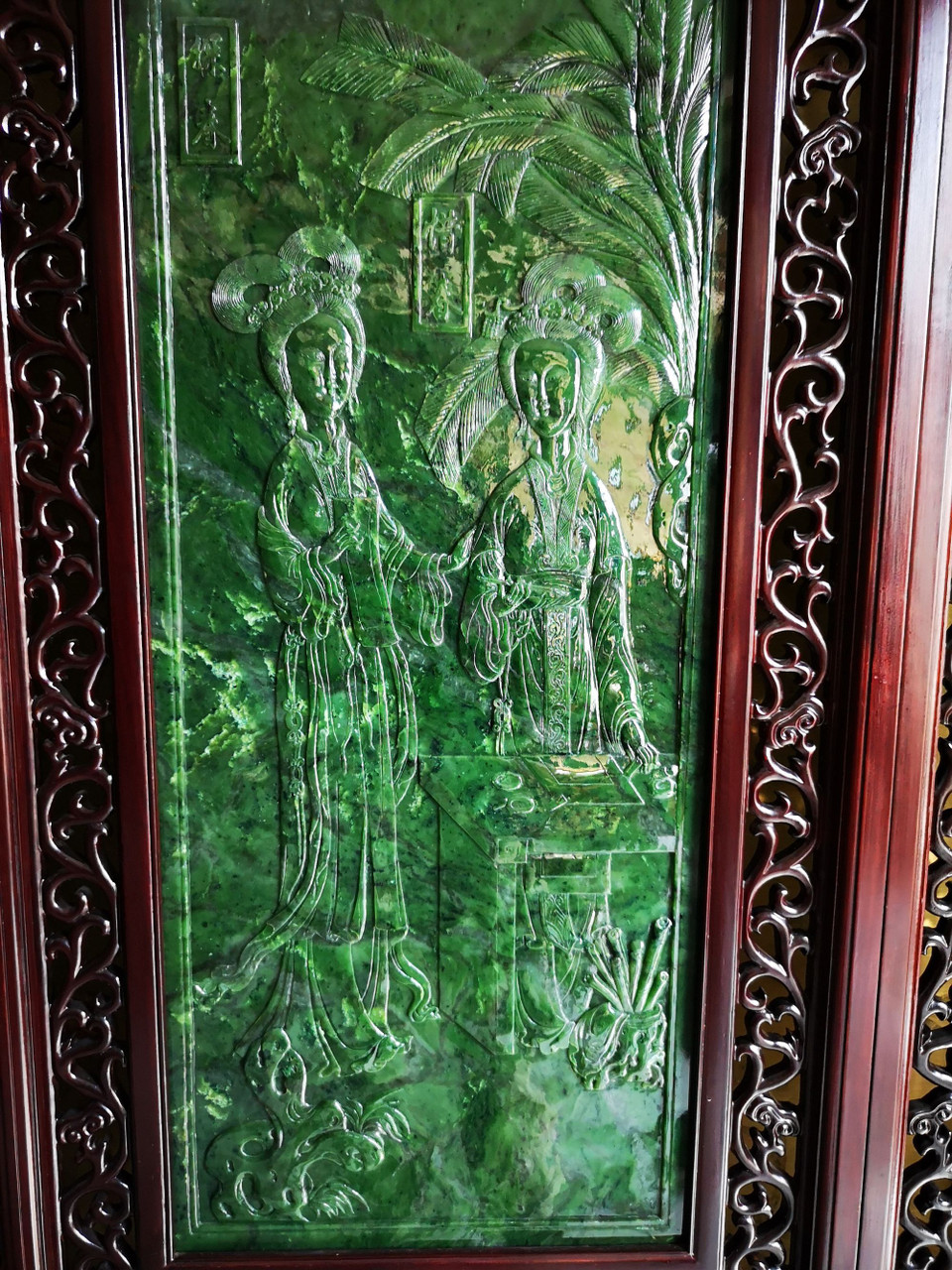 3.76m*2.66m Green Nephrite Jade Chinese Screen Set: Twelve Beauties of Jinling in Dream of the Red Chamber