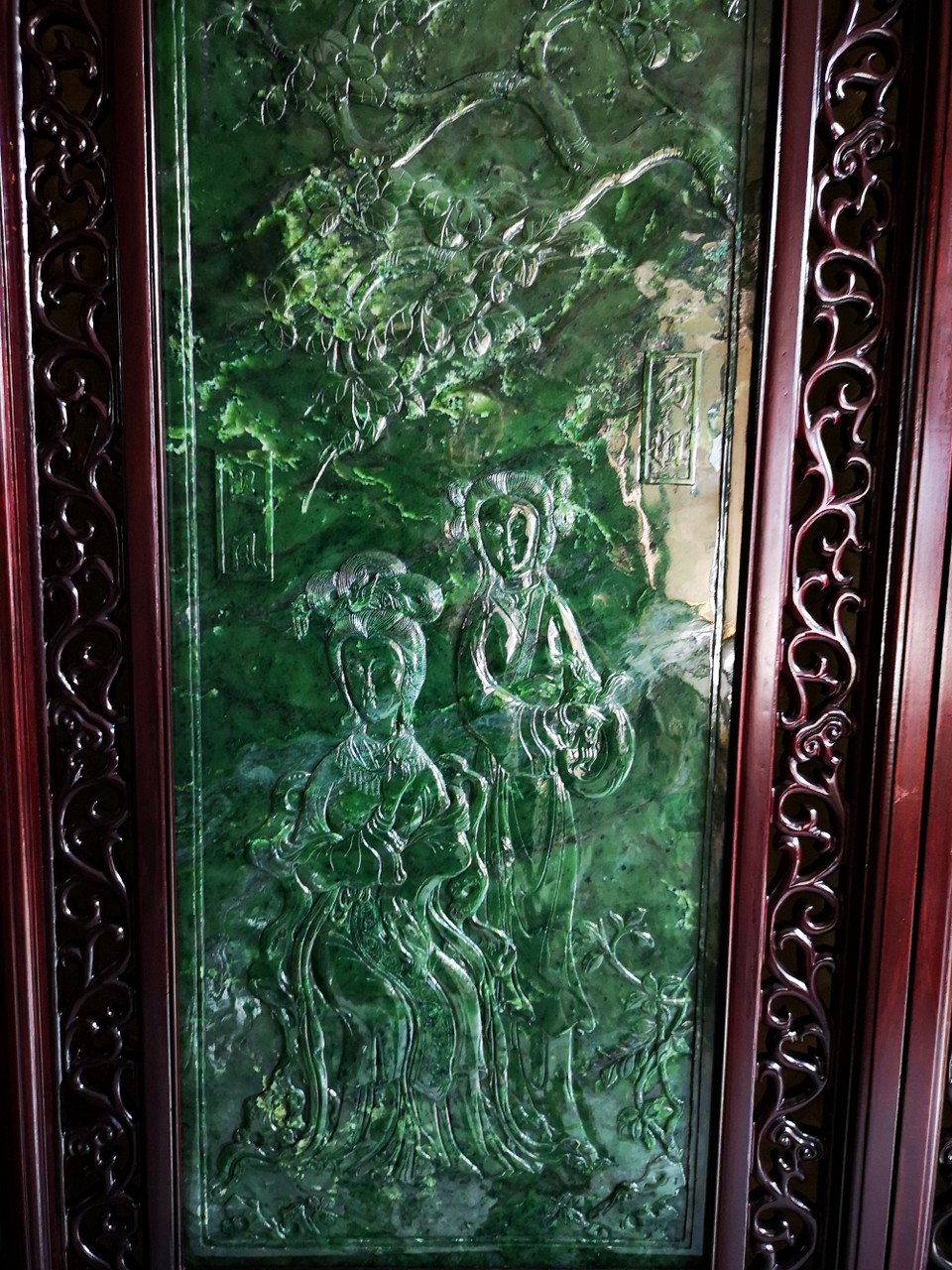 3.76m*2.66m Green Nephrite Jade Chinese Screen Set: Twelve