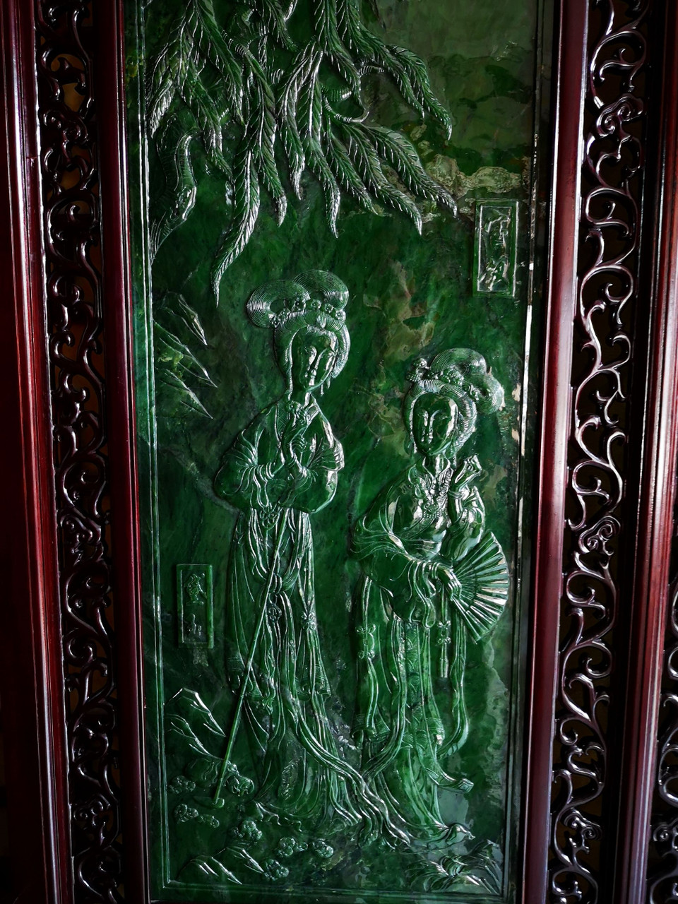3.76m*2.66m Green Nephrite Jade Chinese Screen Set: Twelve