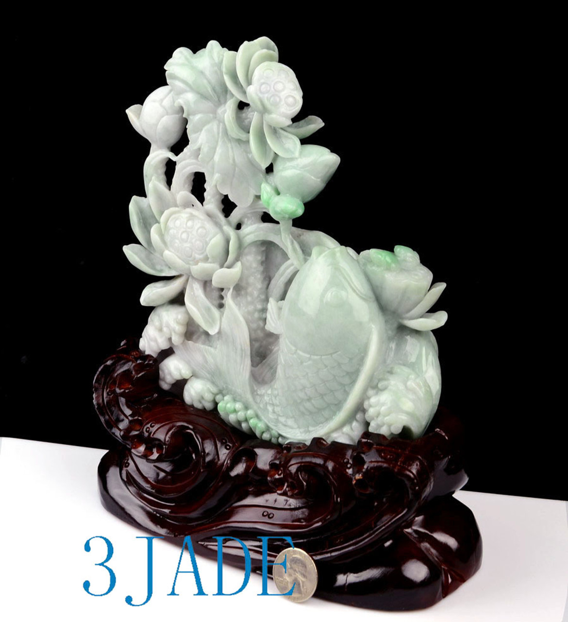 jade lotus and fish sculpture