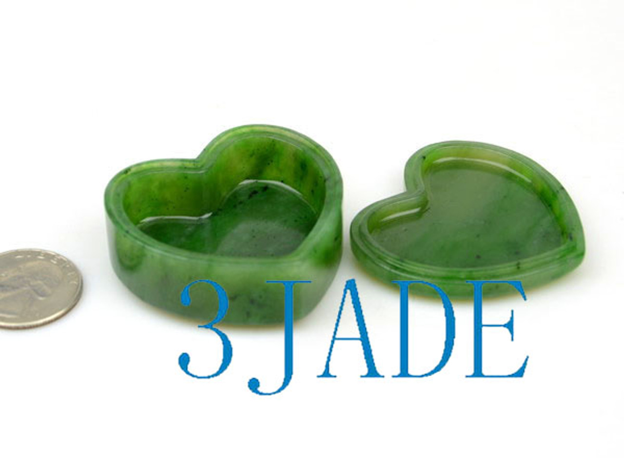 Green Jade Heart Shaped Cosmetic Container