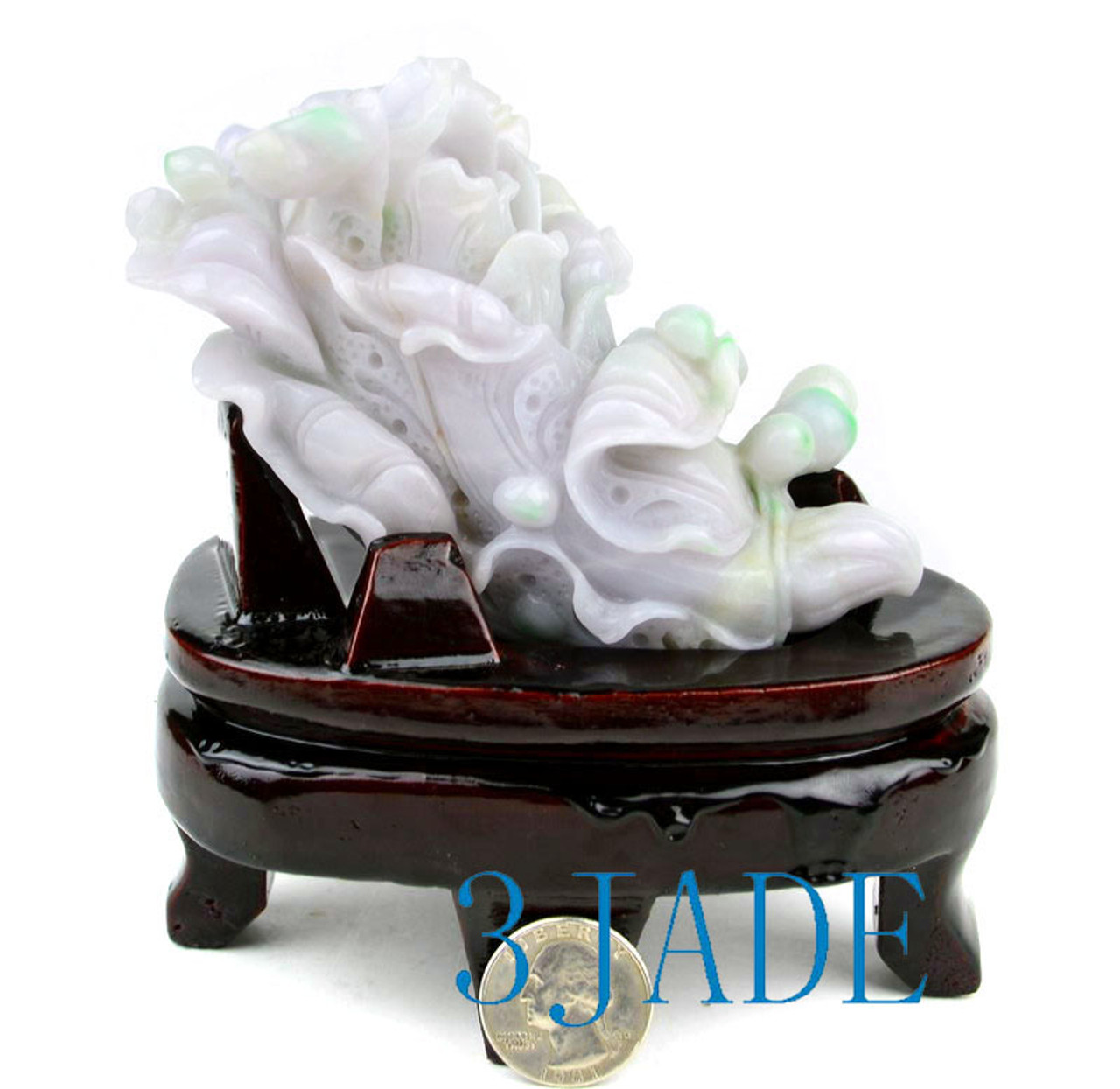 A Grade Jadeite Jade Cabbage Statue Chinese Feng Shui BaiCai Bok Choy ...