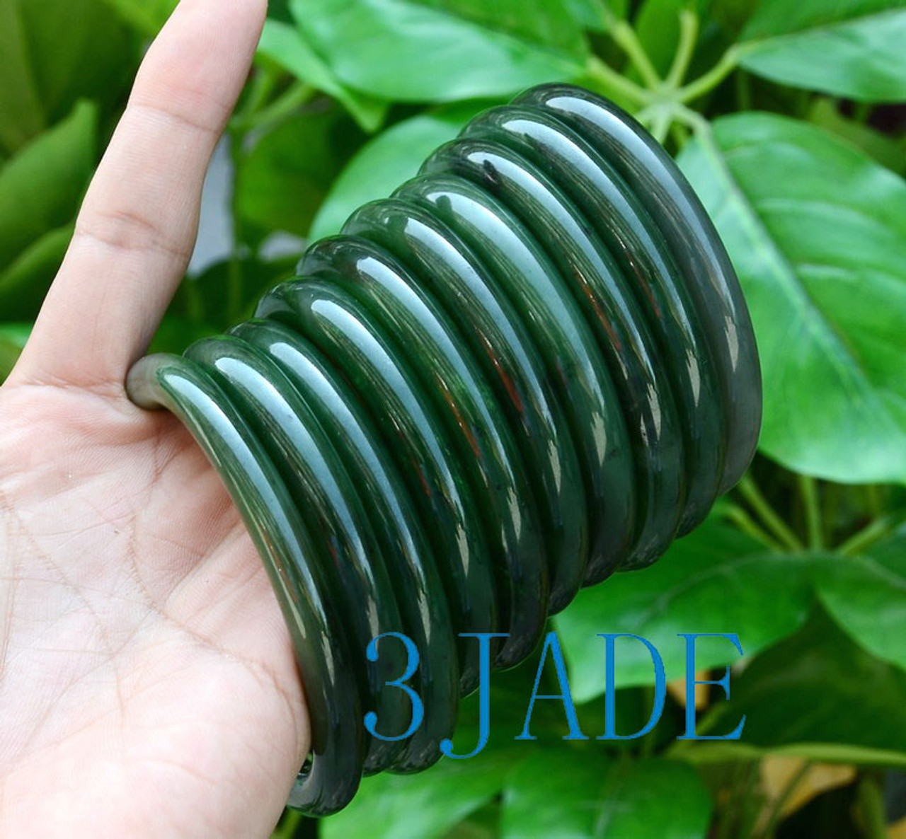 10 Canadian Nephrite Jade Princess Shape Round Bangles Bracelets Wholesale C004401-04