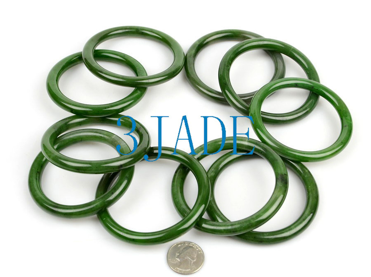 10 Canadian Nephrite Jade Princess Shape Round Bangles Bracelets Wholesale C004401-04