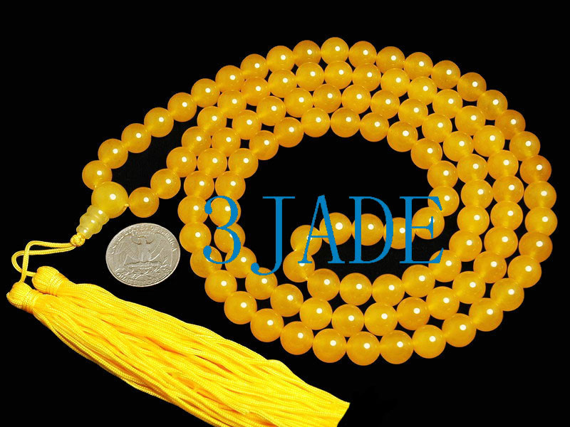 108 Yellow Jade Prayer Beads mala