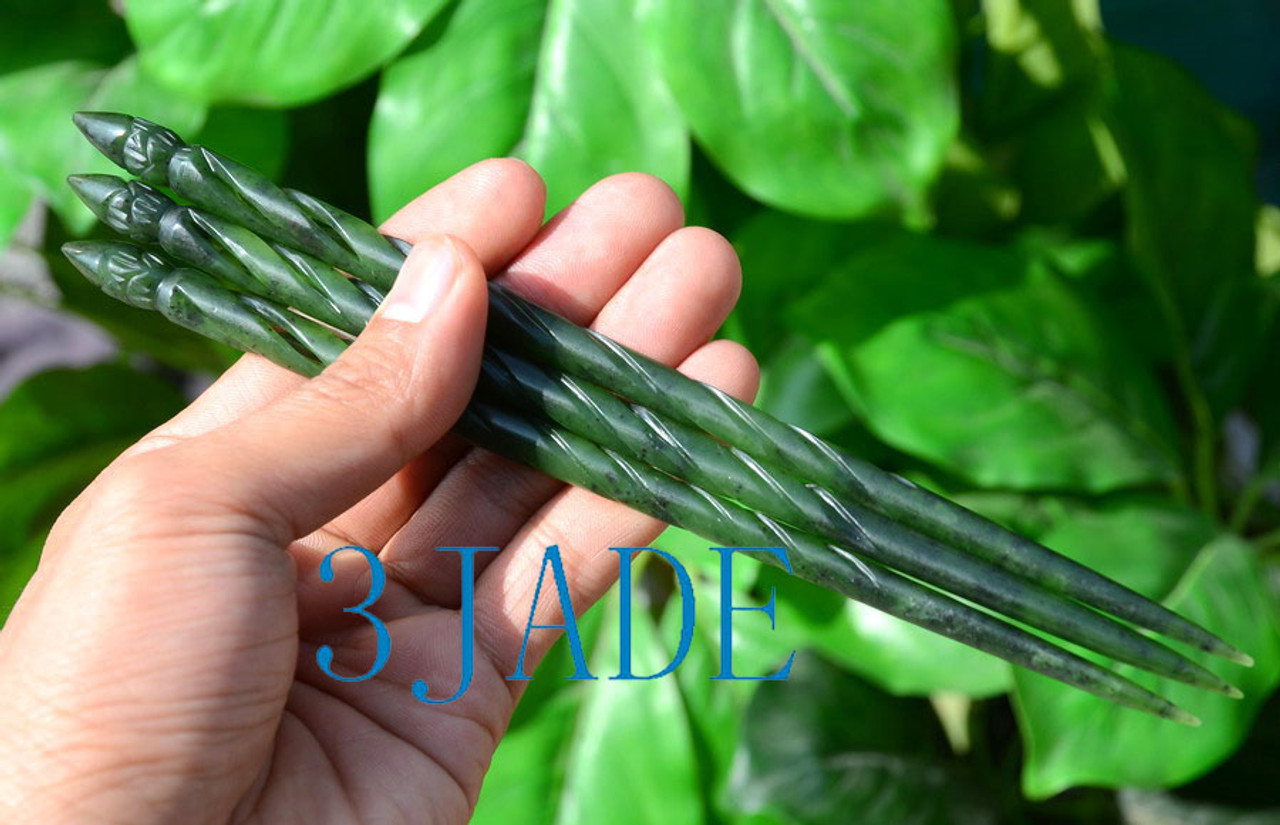 green nephrite jade hairpin