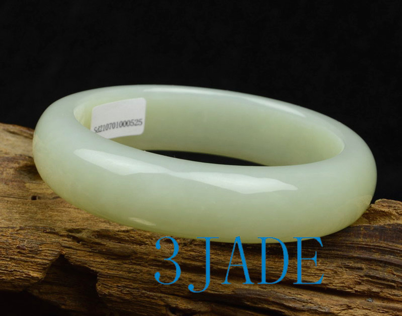 64.5mm Natural White Nephrite Jade Large Size Bangle Bracelet w/ Certificate