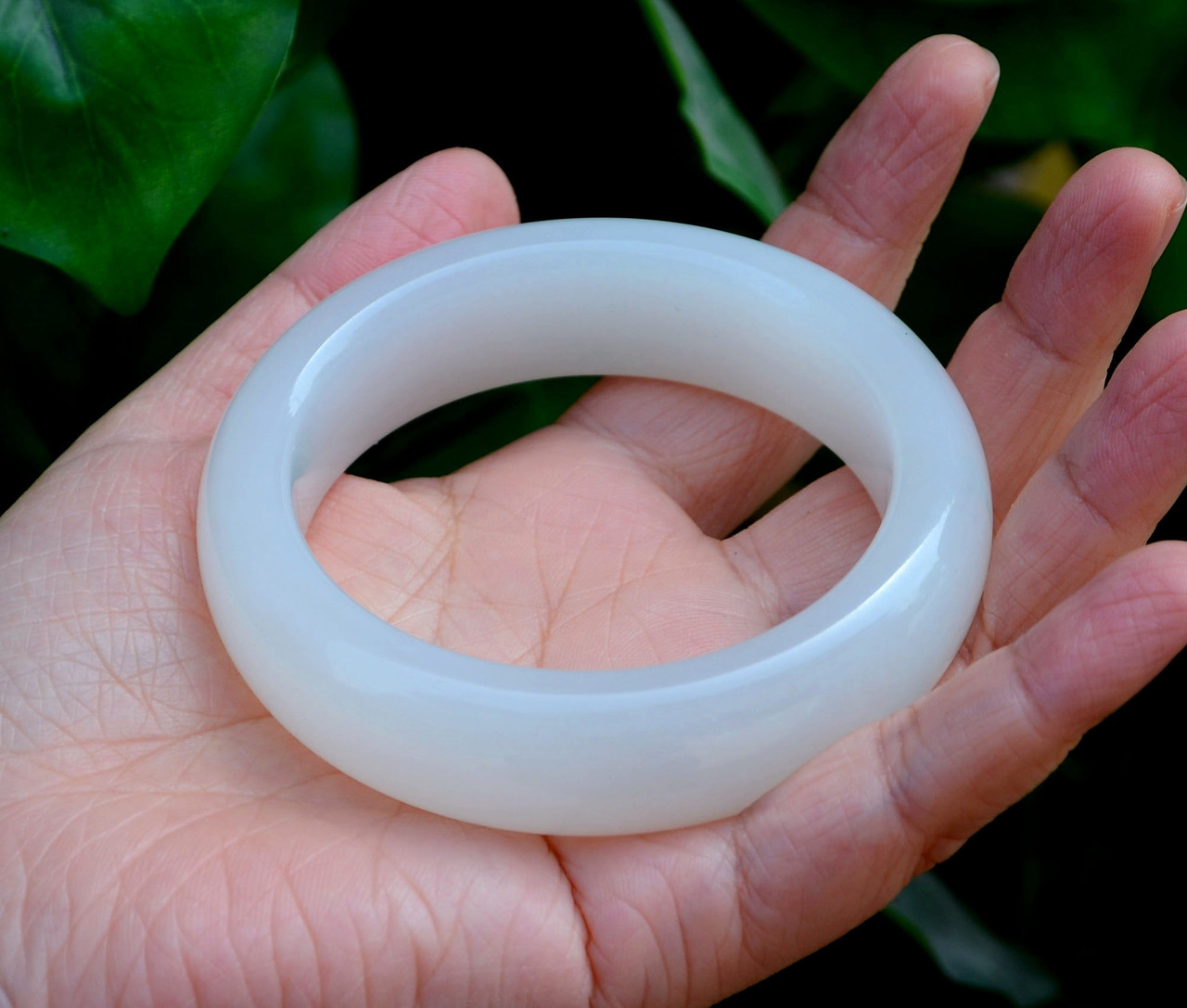 Natural WHITE Jade Bracelet