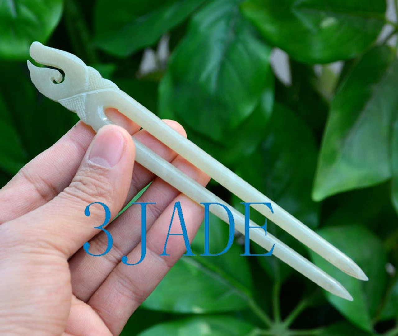 hand carved nephrite jade Maori hair stick