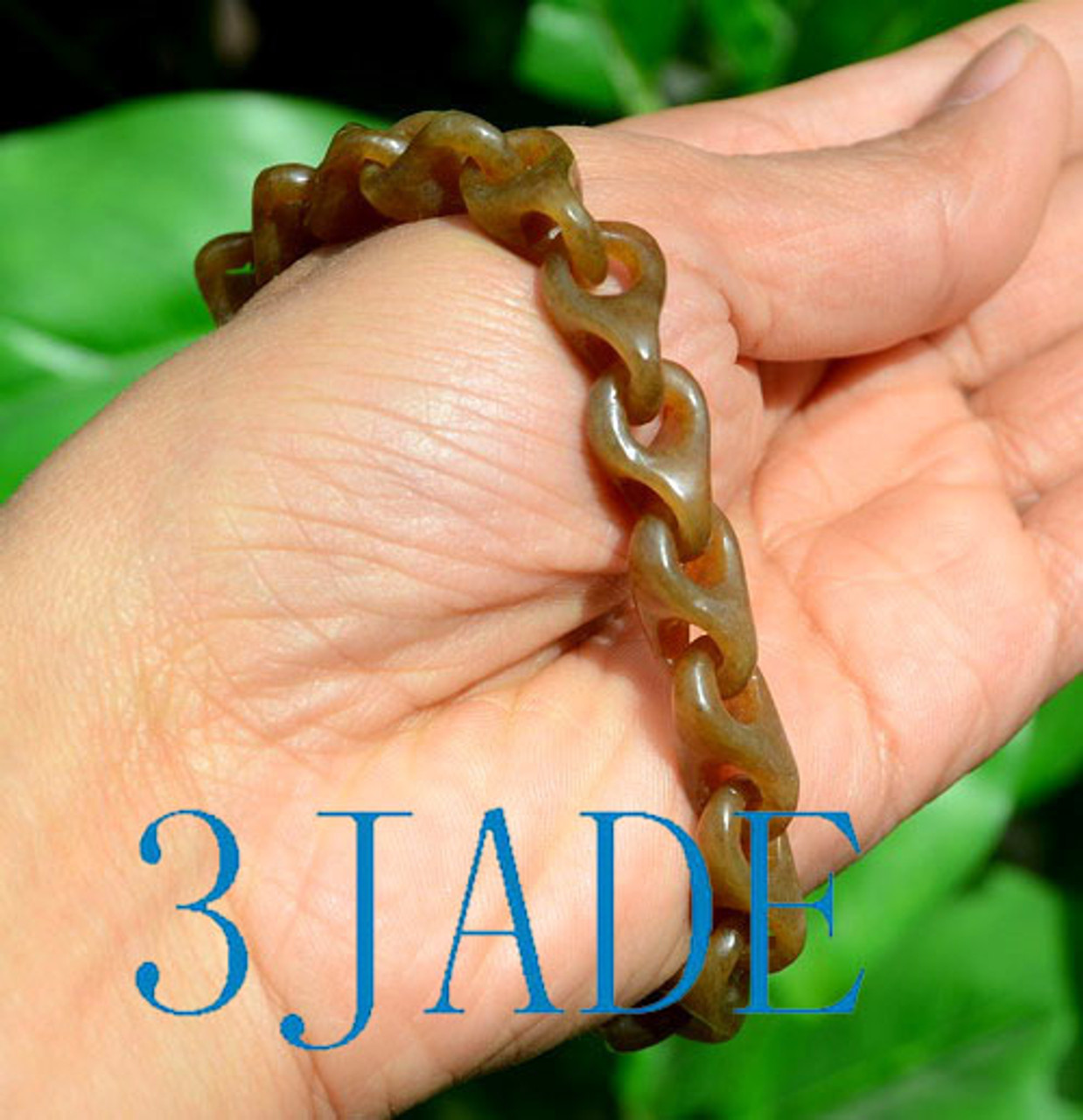 hand carved jade link chain bracelet